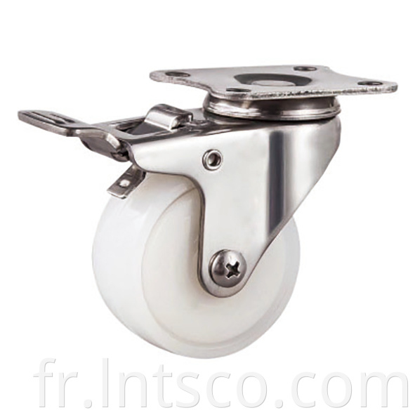 Light Duty Stainless Steel White PP Brake Casters